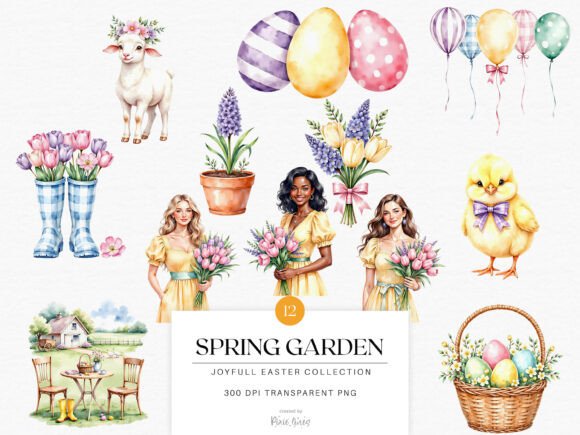 Download Joyful Easter and Spring Watercolor Art - Spring Collection