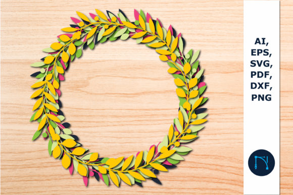 Download Paper Cut 3d Leaf Wreath SVG for Decor - Leaf wreath Collection