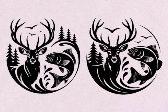 Download Deer and Fish Silhouette SVG | Hunting F - Premium Bundle
