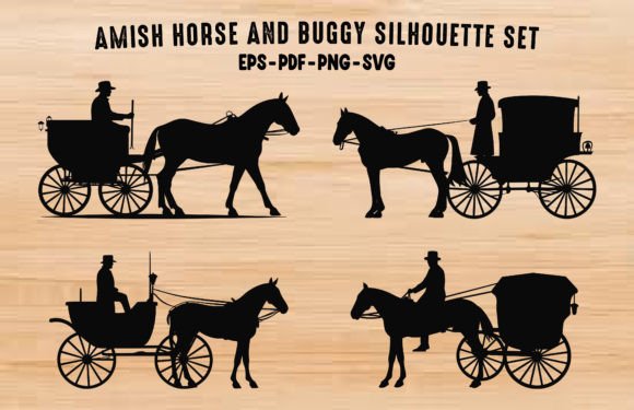 Download Amish Buggy and Horse Silhouettes Vector - Horse silhouettes Collection