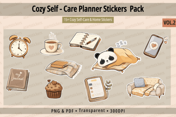 Download Cozy Self - Care Planner Stickers Vol.2 - Stickers Collection