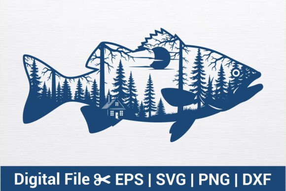 Download Nature Fish Silhouette SVG Forest Lake. - Premium Resources