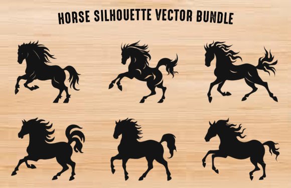 Download Black Horse Silhouettes Clipart Bundle - Horse silhouettes Collection