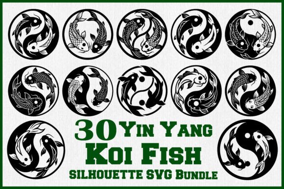 Download Yin Yang Koi Fish Silhouette SVG Bundle - Fish silhouette svg Collection
