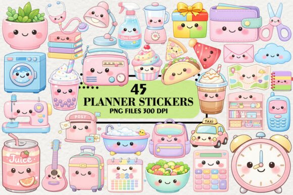 Download Kawaii Planner Stickers Clipart Bundle - Stickers Collection
