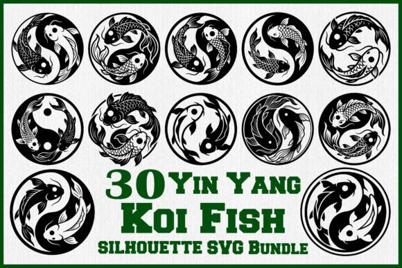 Download Yin Yang Koi Fish Silhouette SVG Bundle - Premium Resources