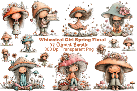 Download 50+ Whimsical Girl Spring Floral Clipart - Spring Collection