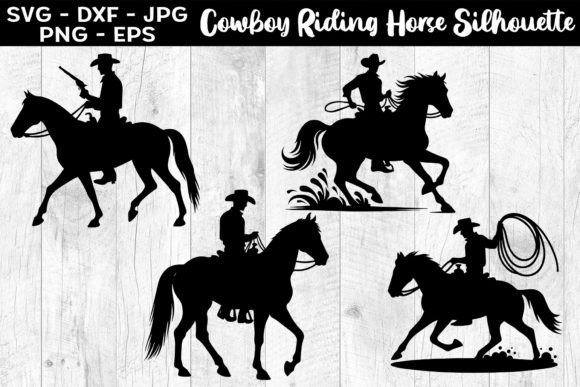 Download Cowboy Riding Horse Silhouettes SVG - Horse silhouettes Collection