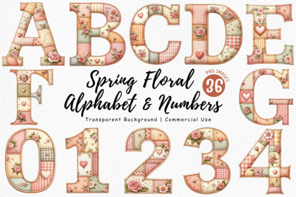 Download Spring Floral Patchwork Alphabet Bundle - Spring Collection