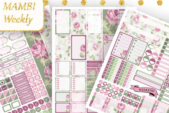 Download Weekly Planner Stickers Purple Roses - Stickers Collection